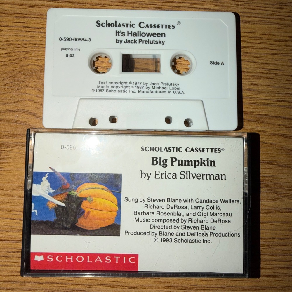 Scholastic Halloween Cassette Lot It's Halloween Jack Prelutsky Big Pumpkin Tape